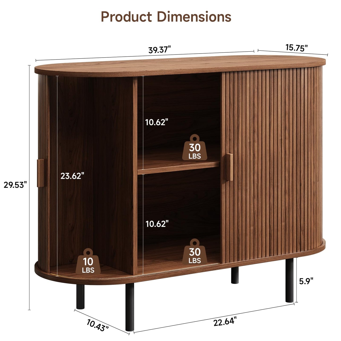 Buffet Cabinet with Storage, 40" Sideboard Buffet with Sliding Door, Coffee Bar Cabinet with Adjustable Shelf, Console Table, Accent Table for Entryway, Kitchen, Dining Room
