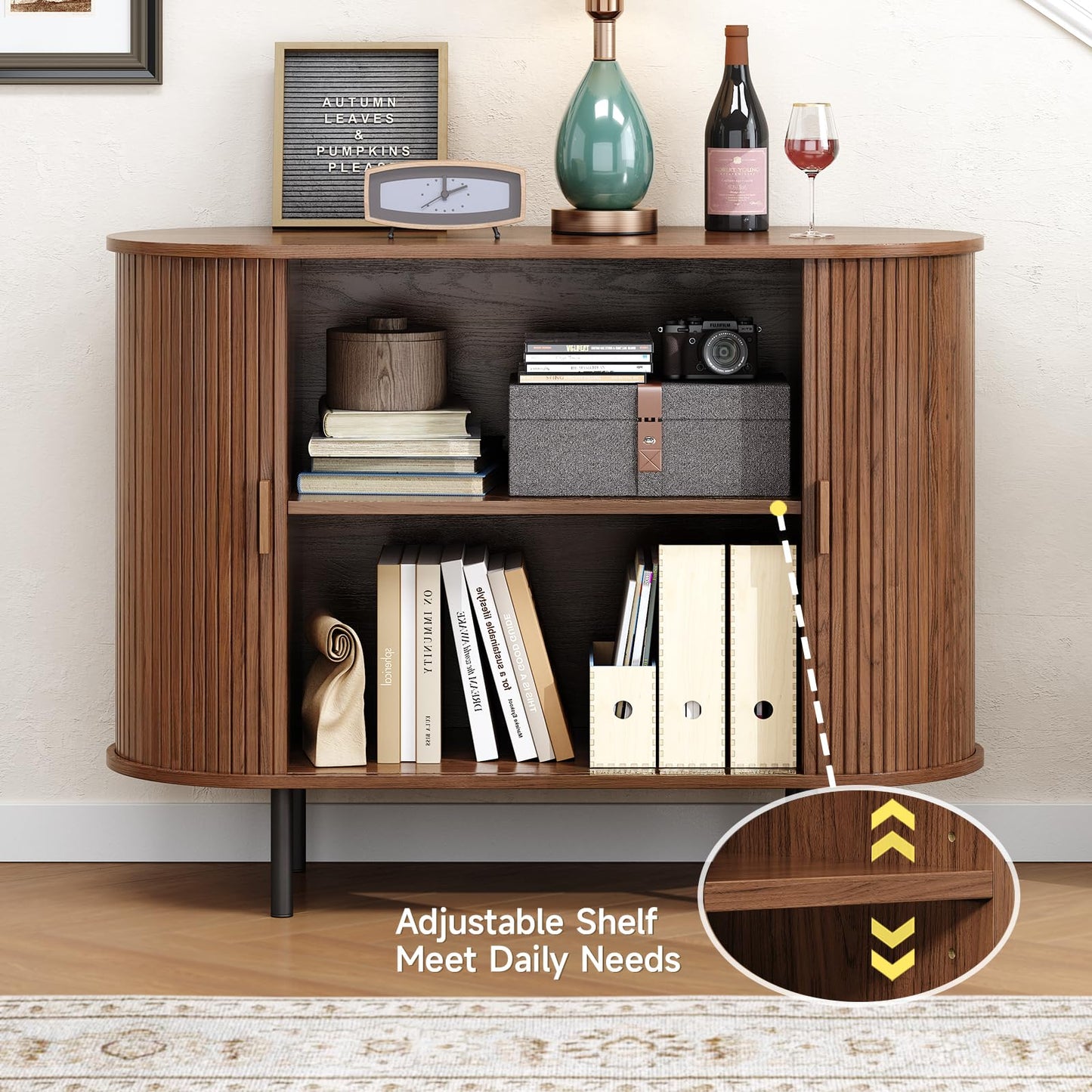 Buffet Cabinet with Storage, 40" Sideboard Buffet with Sliding Door, Coffee Bar Cabinet with Adjustable Shelf, Console Table, Accent Table for Entryway, Kitchen, Dining Room