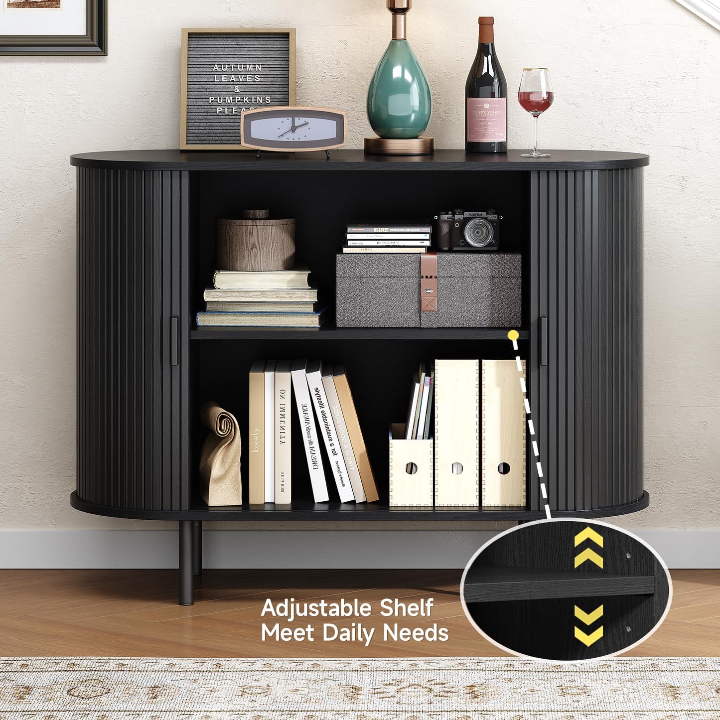 Buffet Cabinet with Storage, 40" Sideboard Buffet with Sliding Door, Coffee Bar Cabinet with Adjustable Shelf, Console Table, Accent Table for Entryway, Kitchen, Dining Room