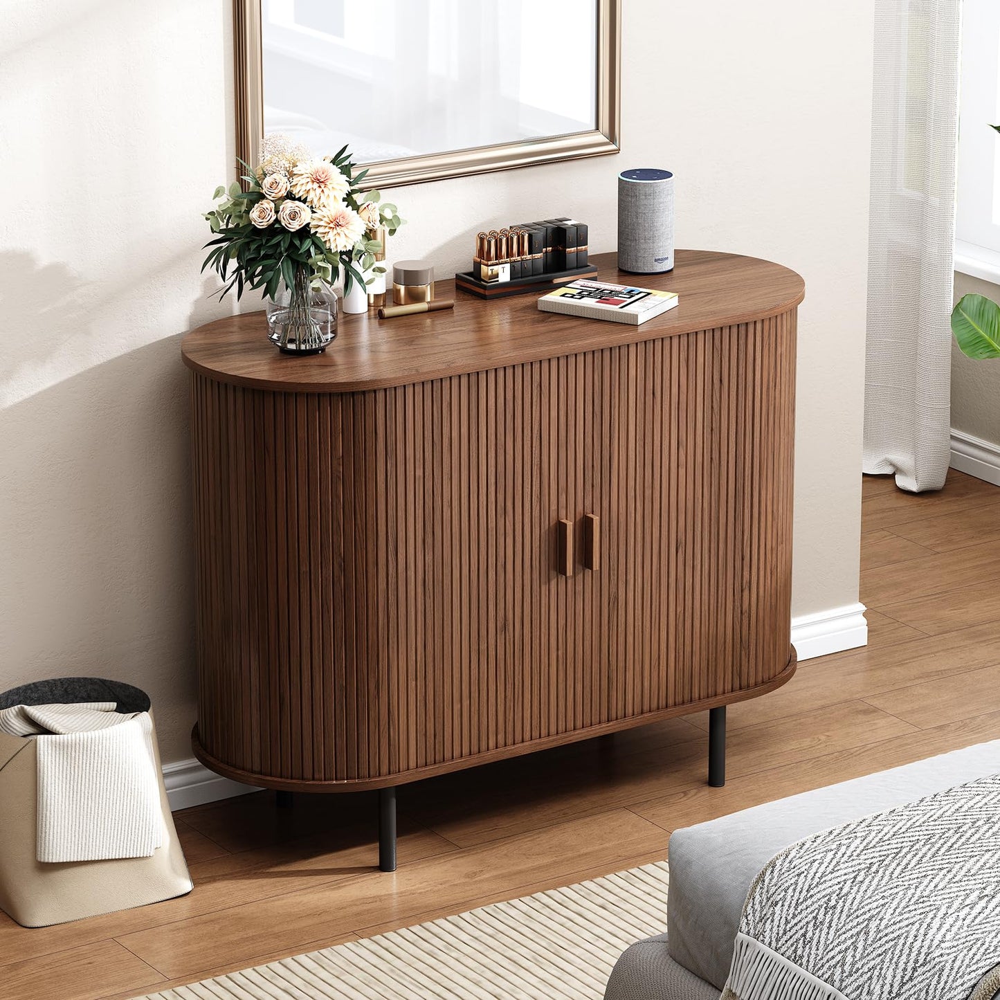 Buffet Cabinet with Storage, 40" Sideboard Buffet with Sliding Door, Coffee Bar Cabinet with Adjustable Shelf, Console Table, Accent Table for Entryway, Kitchen, Dining Room